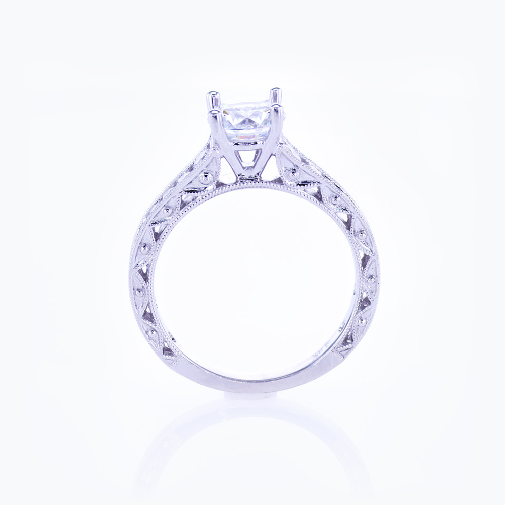 Diamond accented Cathedral Setting Engagement Ring