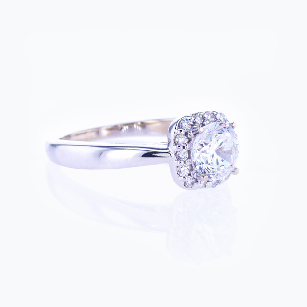 Dino Lonzano Cushion Halo Engagement Ring