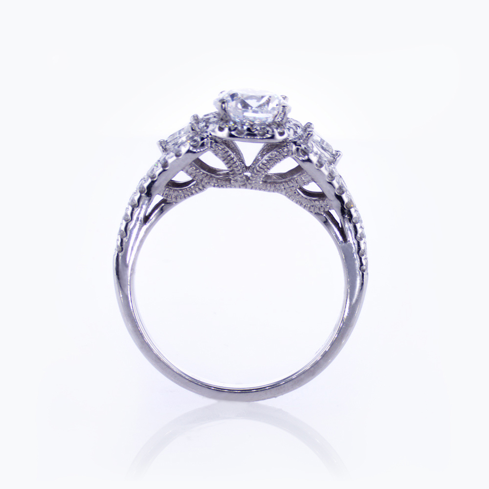 Dino Lonzano Trilliant and PavÃ© Diamond Engagement Ring