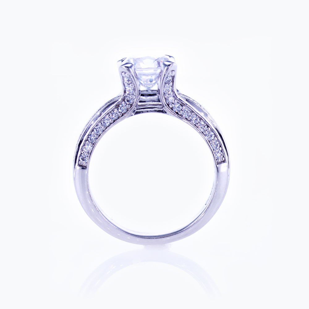 Bead-set Diamond accented Engagement Ring