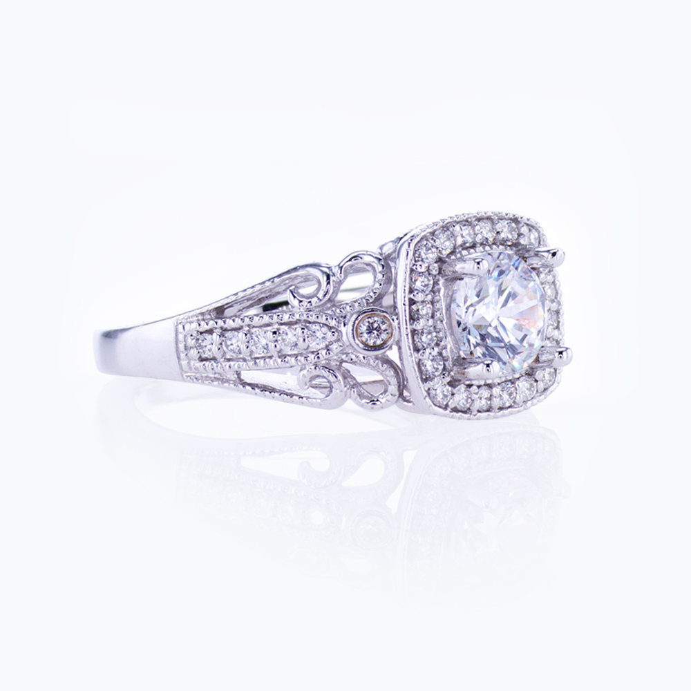 Diamond Accented Sculptural Engagement Ring