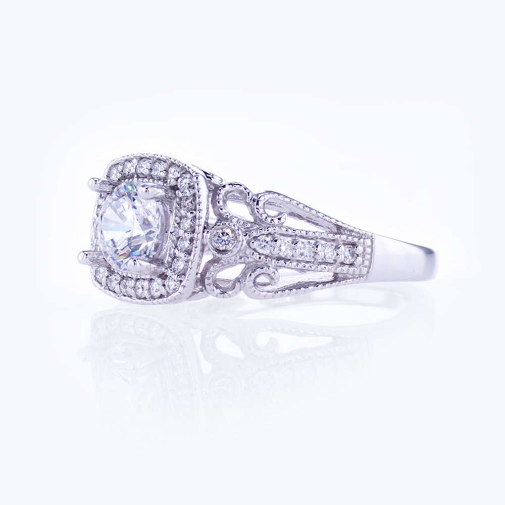 Diamond Accented Sculptural Engagement Ring