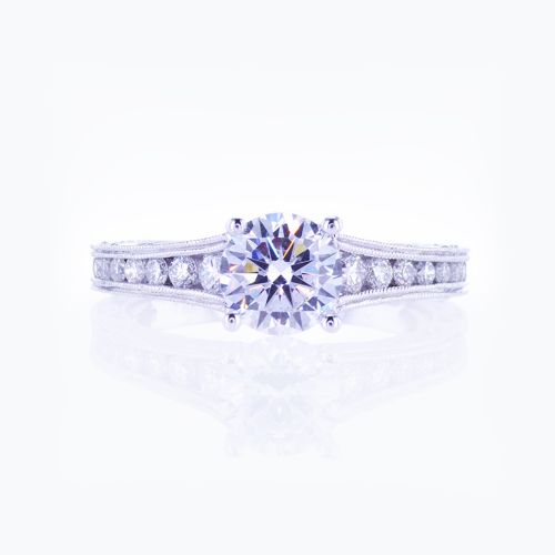 Diamond accented Cathedral Setting Engagement Ring