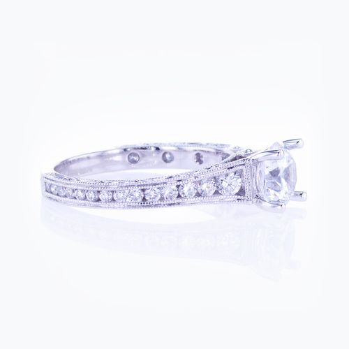 Diamond accented Cathedral Setting Engagement Ring