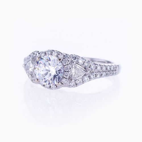 Dino Lonzano Trilliant and PavÃ© Diamond Engagement Ring