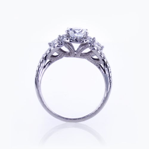 Dino Lonzano Trilliant and PavÃ© Diamond Engagement Ring