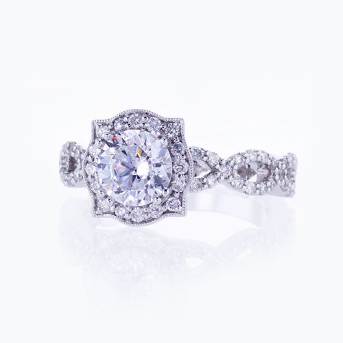 Diamond Accented Engagement Ring, Vintage-inspired