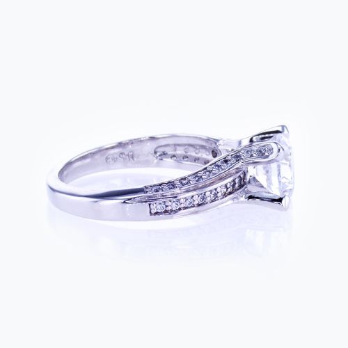 Bead-set Diamond accented Engagement Ring