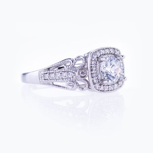 Diamond Accented Sculptural Engagement Ring