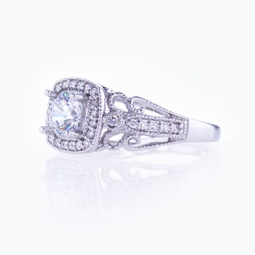 Diamond Accented Sculptural Engagement Ring