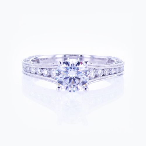 Diamond accented Cathedral Setting Engagement Ring