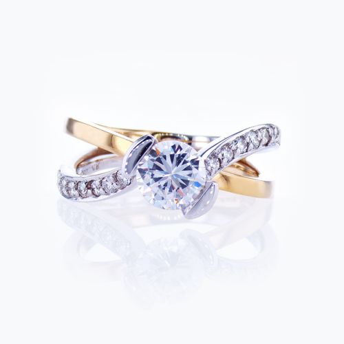 Two-tone Accented Split-shank Engagement Ring