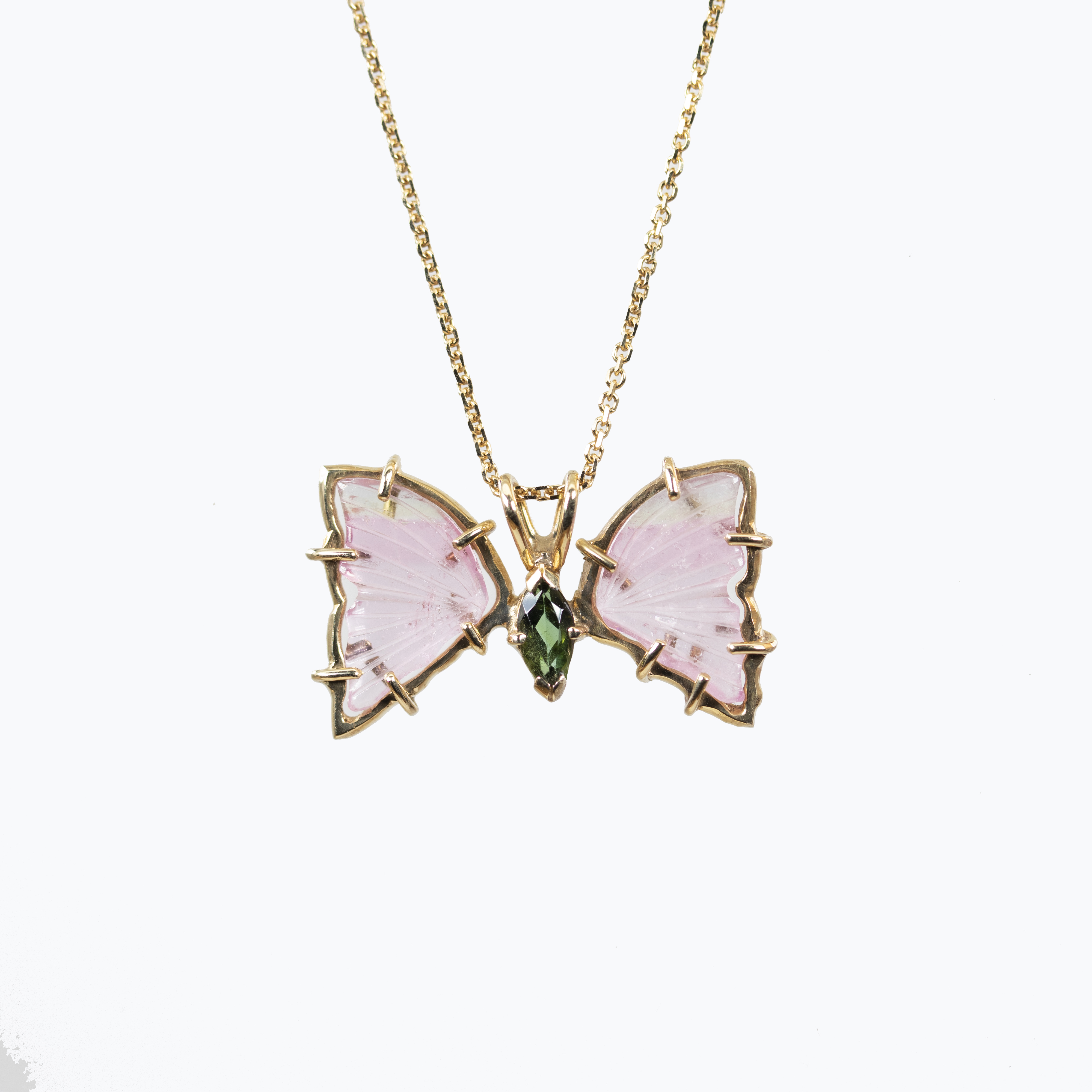 Tourmaline Butterfly Pendant Necklace