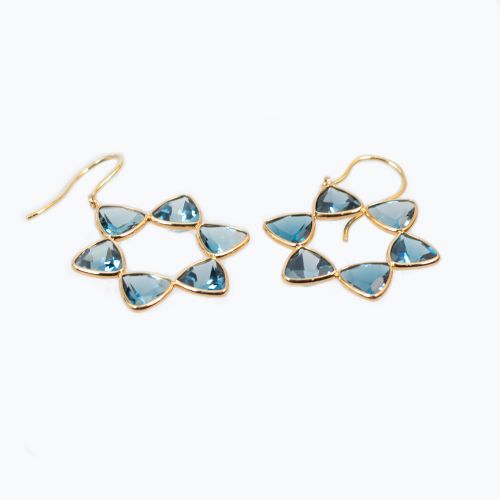 Triangular Cushion Cut Topaz Drop Earrings