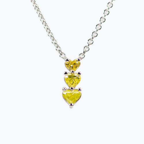 Three Hearts Yellow Diamond Necklace