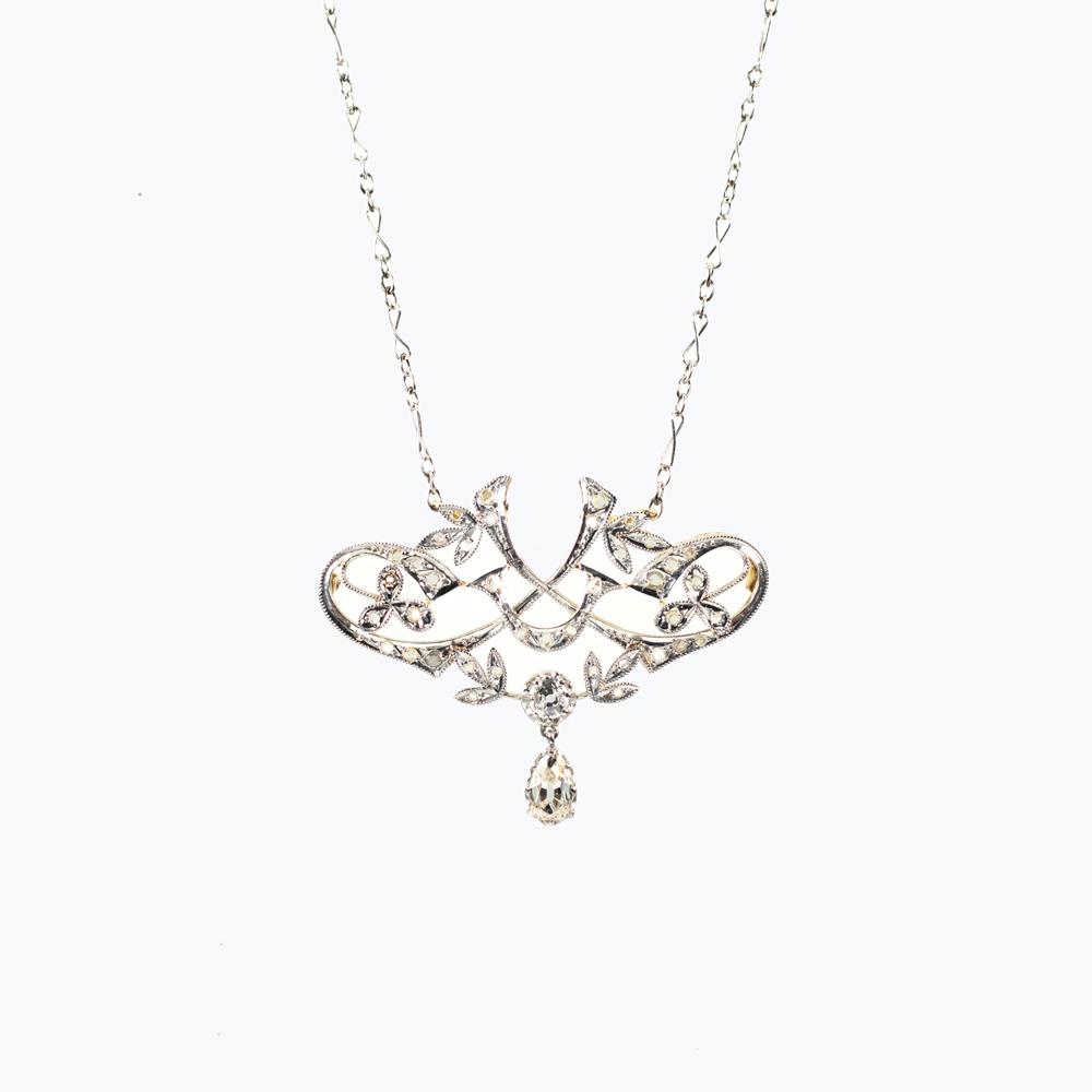 Vintage Natural Diamond Lavaliere Necklace, 1920s