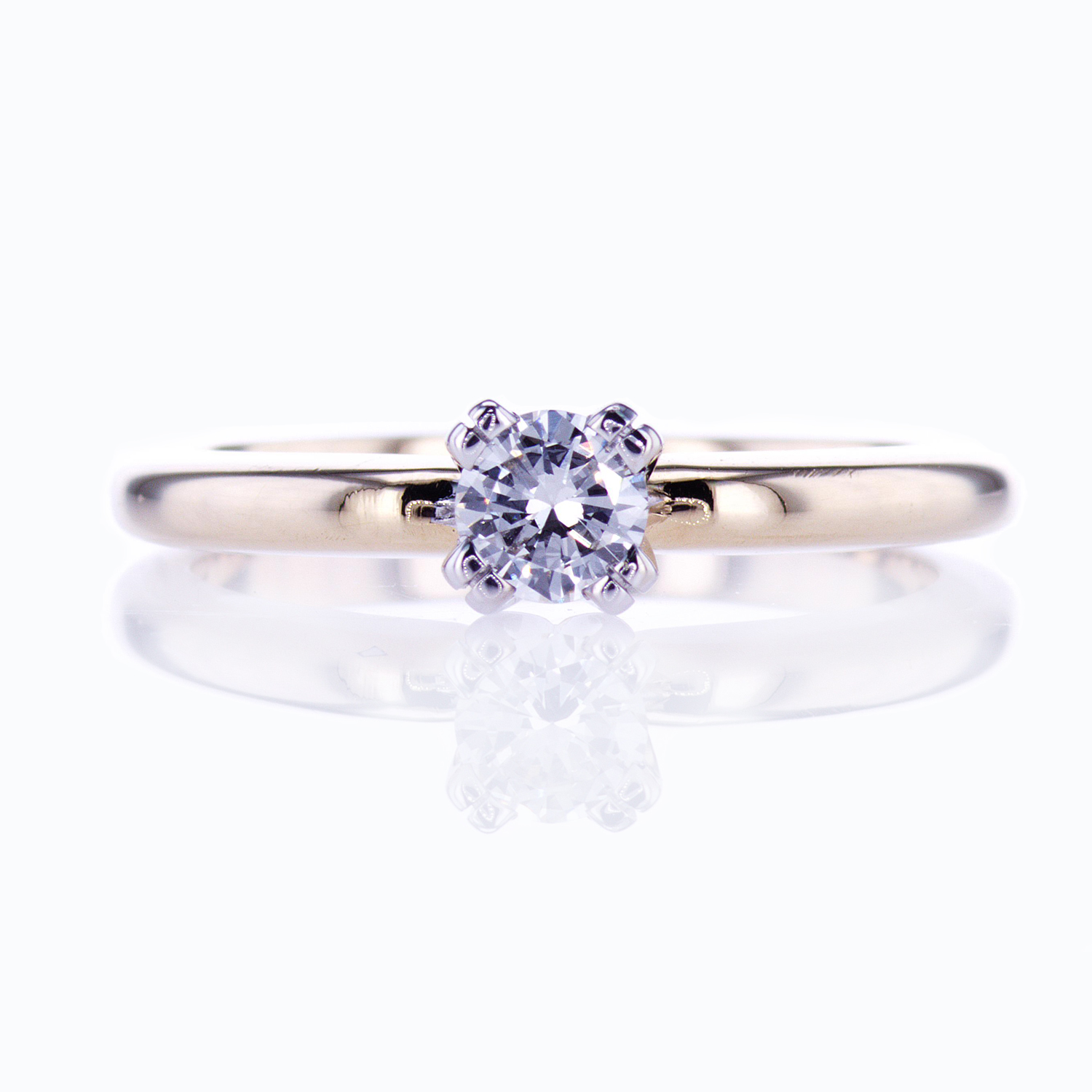 Classic Double-prong Two-tone Solitaire Engagement Ring and Diamond