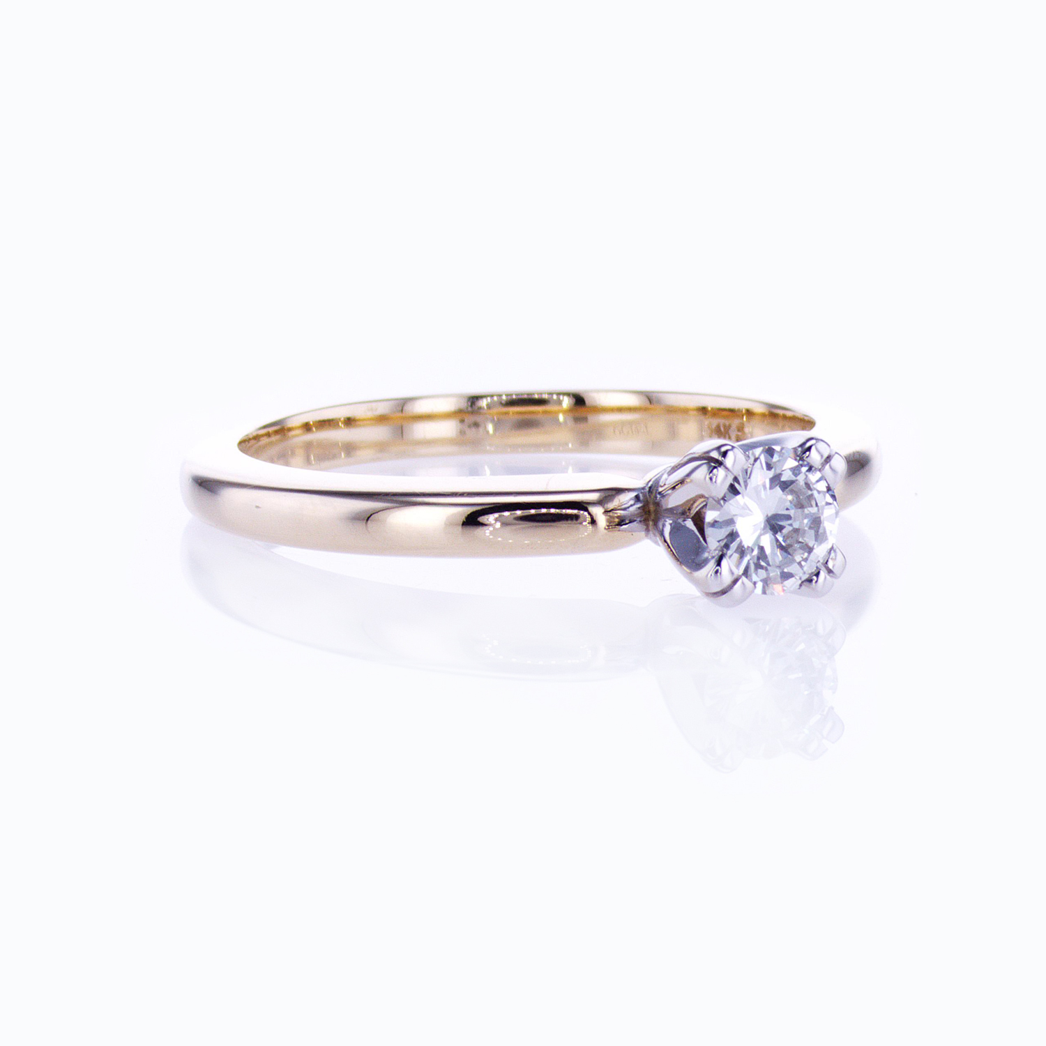 Classic Double-prong Two-tone Solitaire Engagement Ring and Diamond