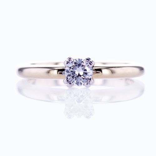 Classic Double-prong Two-tone Solitaire Engagement Ring and Diamond