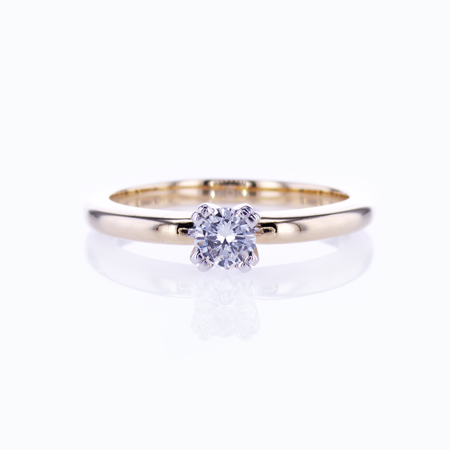 Classic Double-prong Two-tone Solitaire Engagement Ring and Diamond