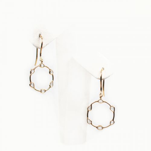 Natural Rose-cut Diamond Dangle Hoop Earrings