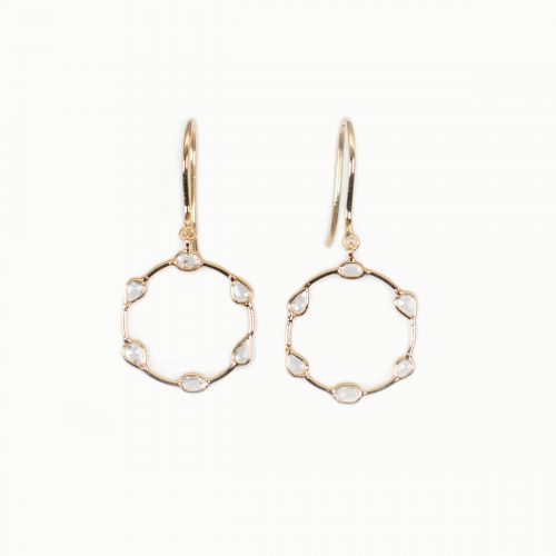 Natural Rose-cut Diamond Dangle Hoop Earrings