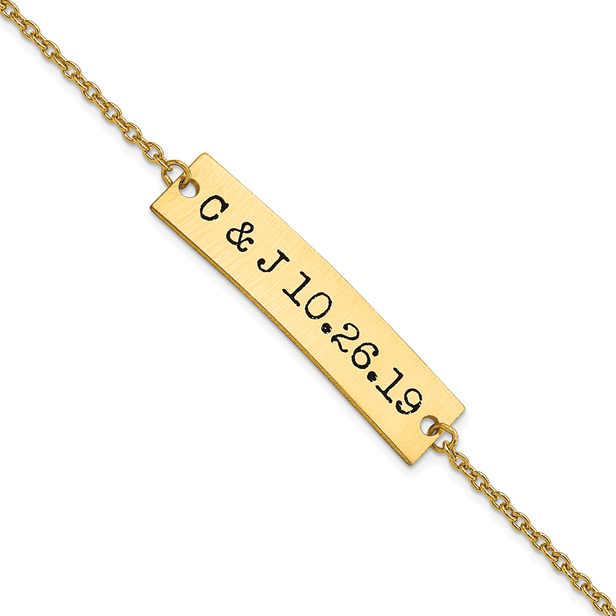 14K Solid Gold Monogram Name Bar