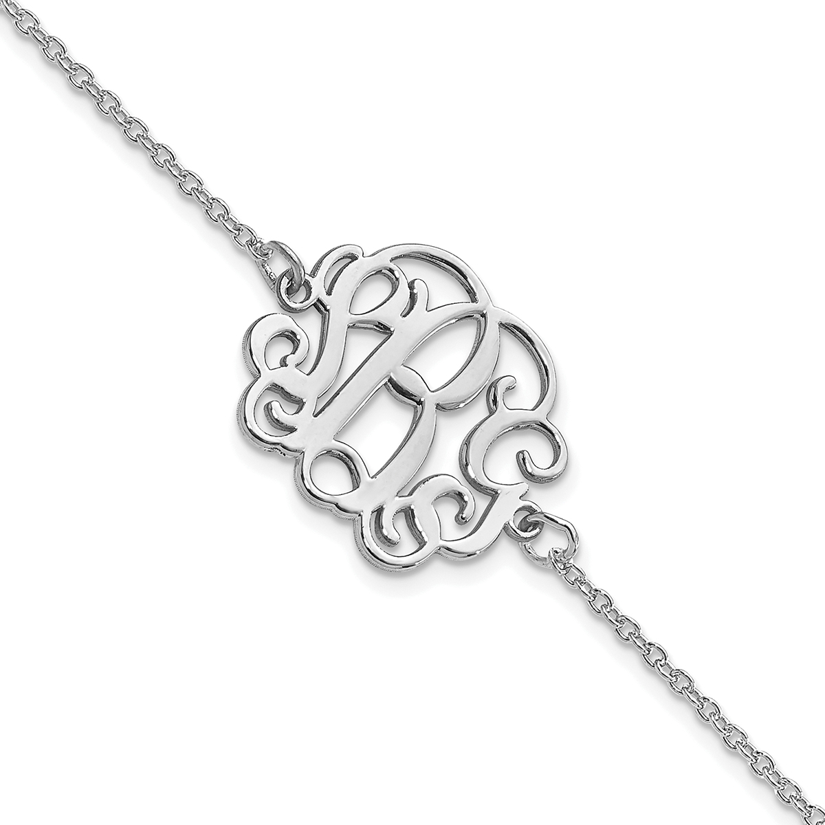 Personalized Initial Monogram Chain Bracelet in 14K White Gold