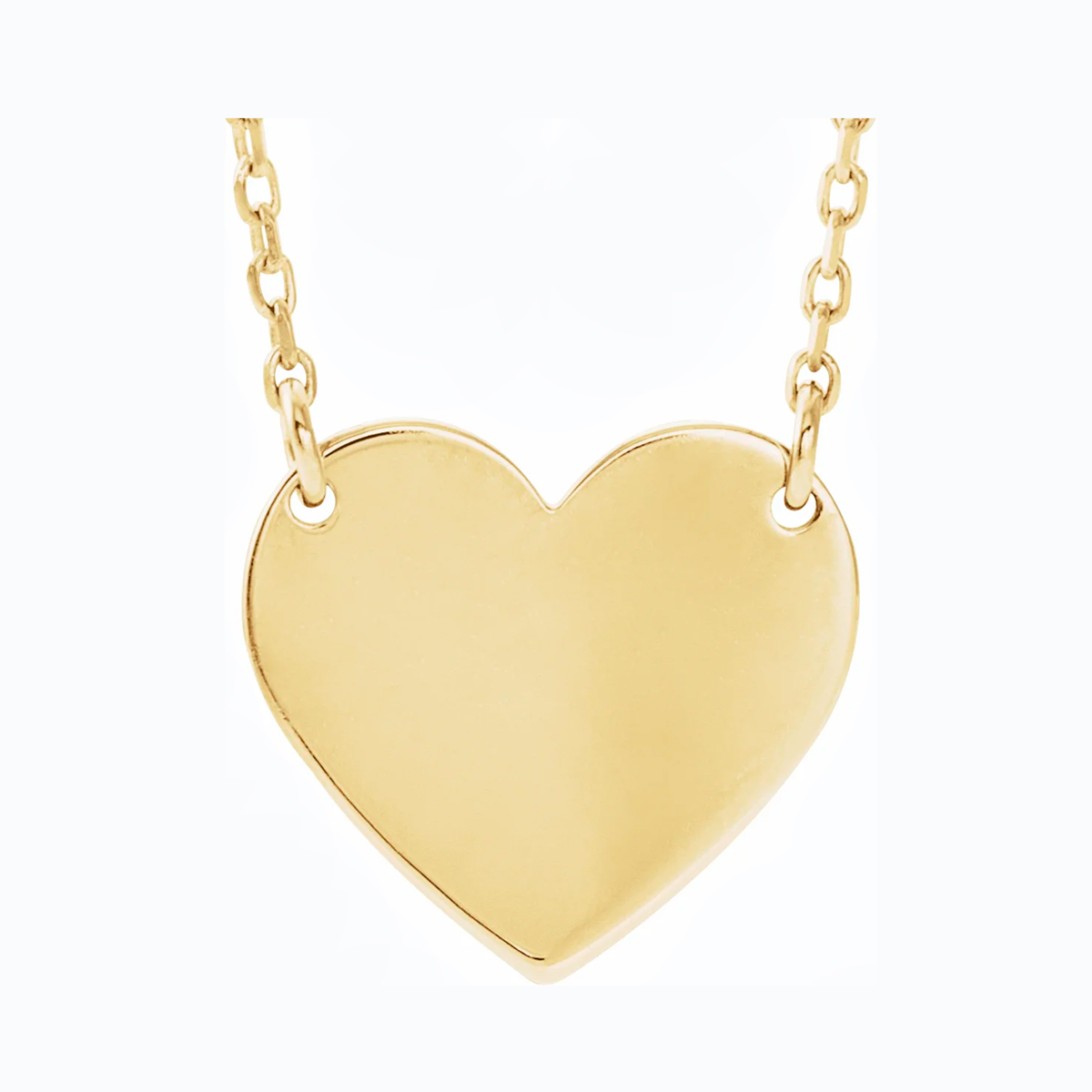 14K Gold Engravable Heart Pendant Necklace