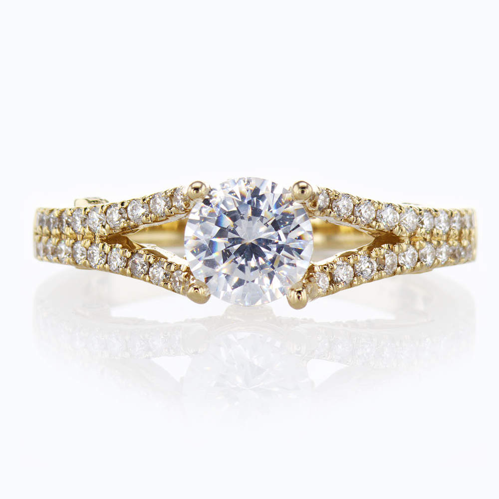 Ankora Split Shank Engagement Ring Setting, 14k Yellow Gold (semi-mount)
