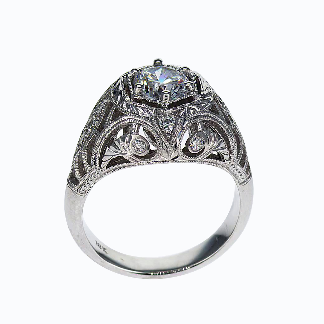 Art Deco Platinum Diamond Engagement Ring