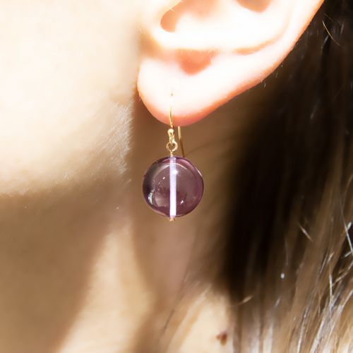 Natural Amethyst Dangle Earrings, 14k Yellow Gold