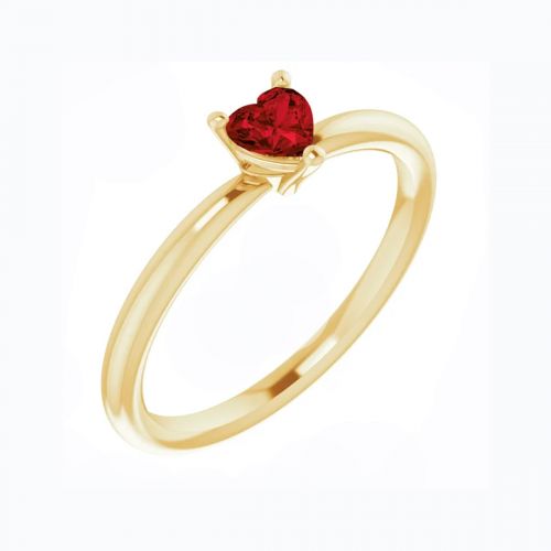 Natural Mozambique Garnet Heart Ring, 14k Yellow Gold