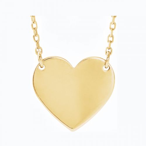 Engravable Heart Necklace, 14k Yellow Gold