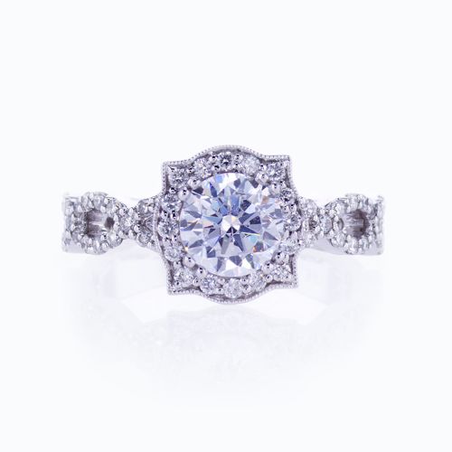 Diamond Accented Engagement Ring, Vintage-inspired