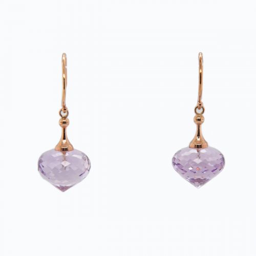 Faceted Natural Amethyst Drop Dangle Earring, 14k Rose Gold