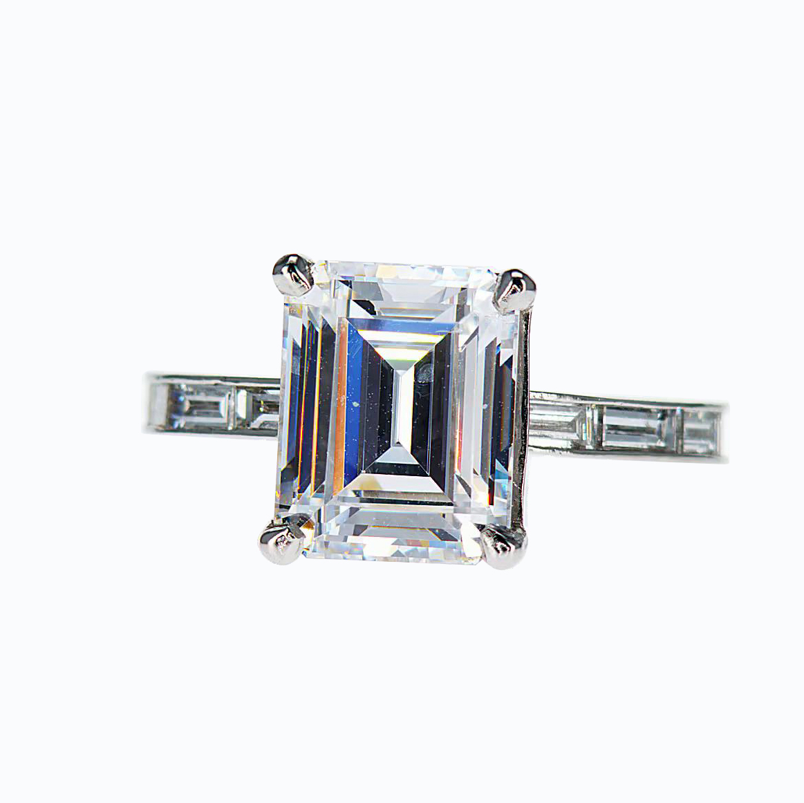 Baguette Diamond accented Engagement Ring(semi mount)