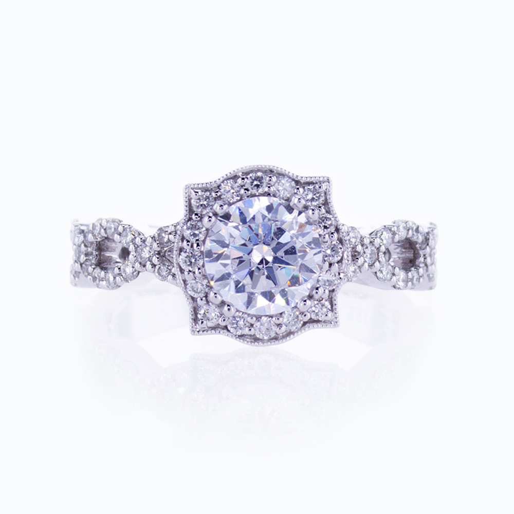 Diamond Accented Engagement Ring, Vintage-inspired