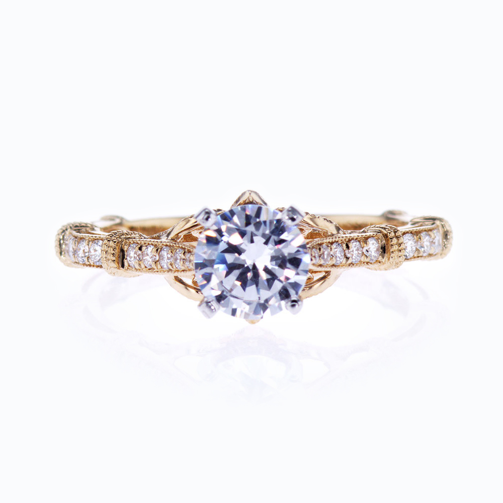 Two Tone Openwork Cathedral Engagement Ring (semi mount)