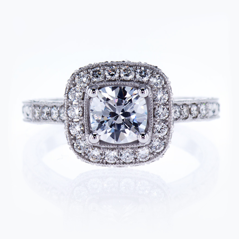 Vanna K Halo Bridal Ring, 18k White Gold  (semi mount)