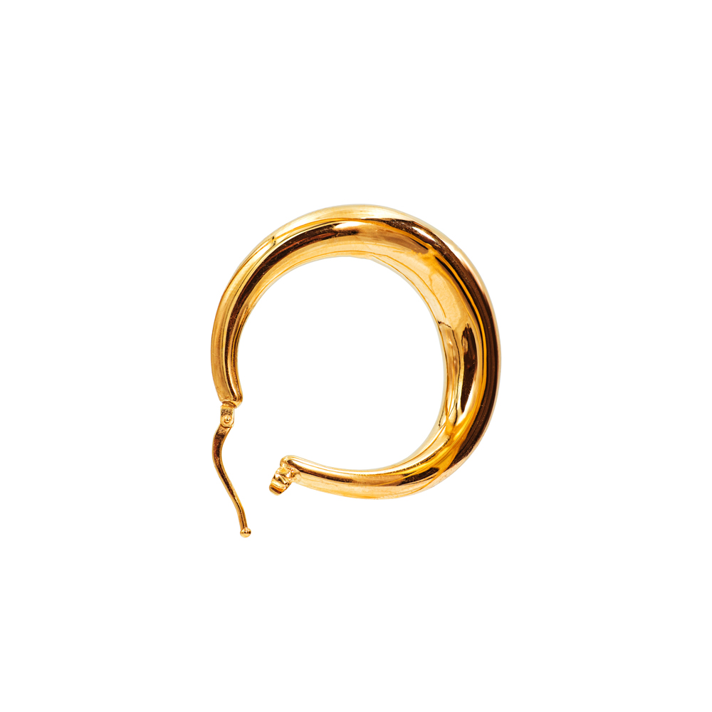 Twisted Cresent Hoop Earrings in 14k Yellow Gold