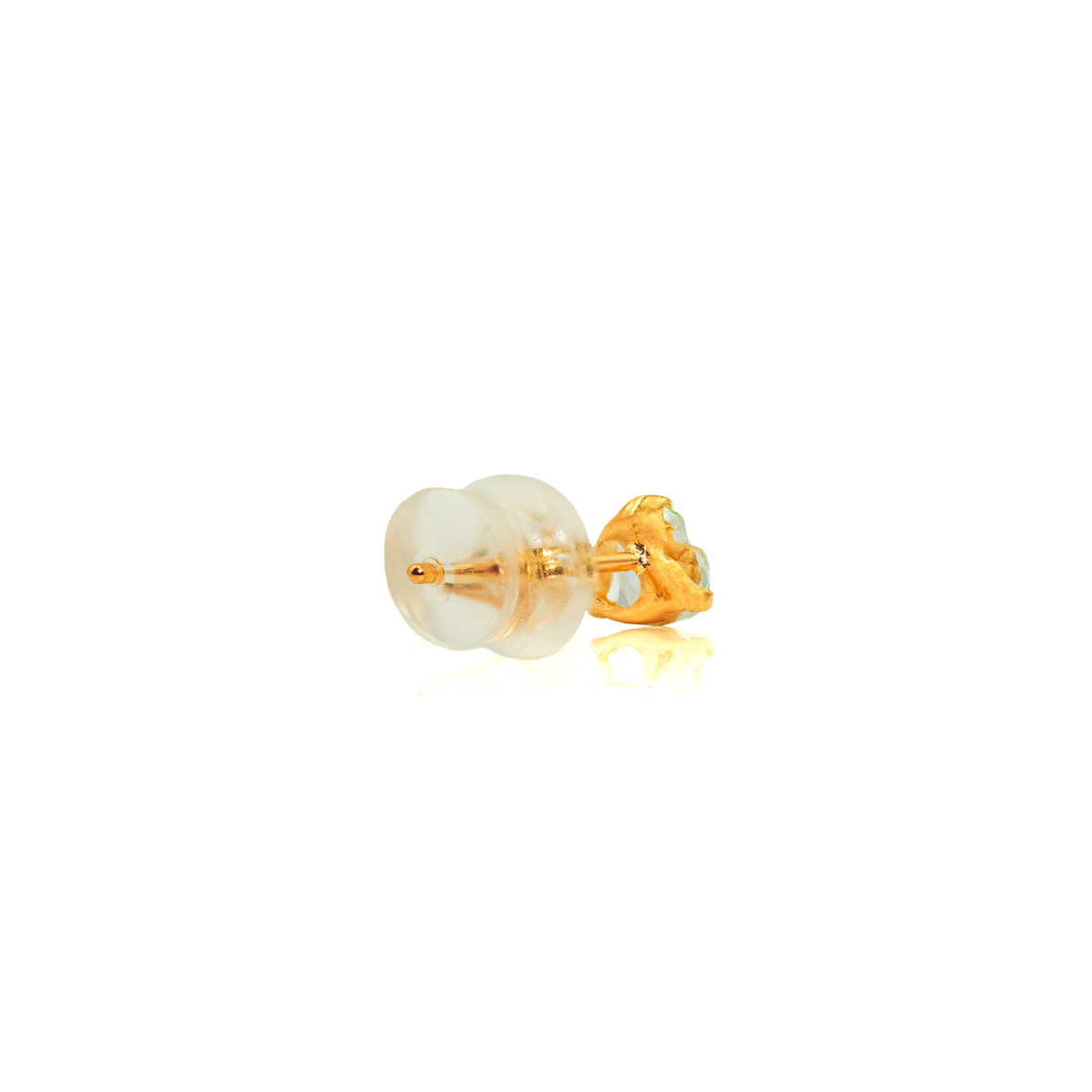 Heart Shaped Aquamarine Stud Earrings in 18k Yellow Gold