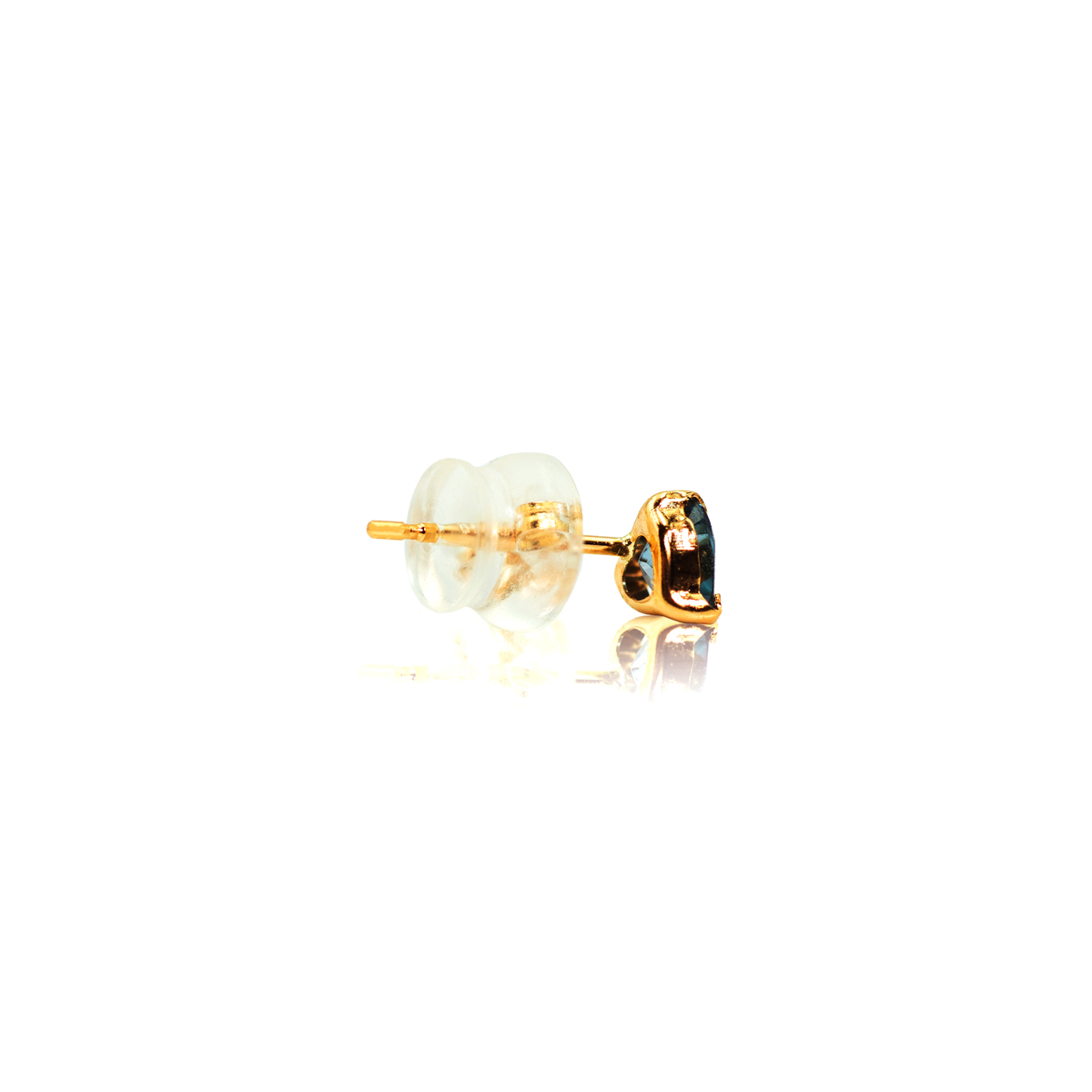 Heart Shaped Stud Earrings in 18k Yellow Gold with Blue Topaz
