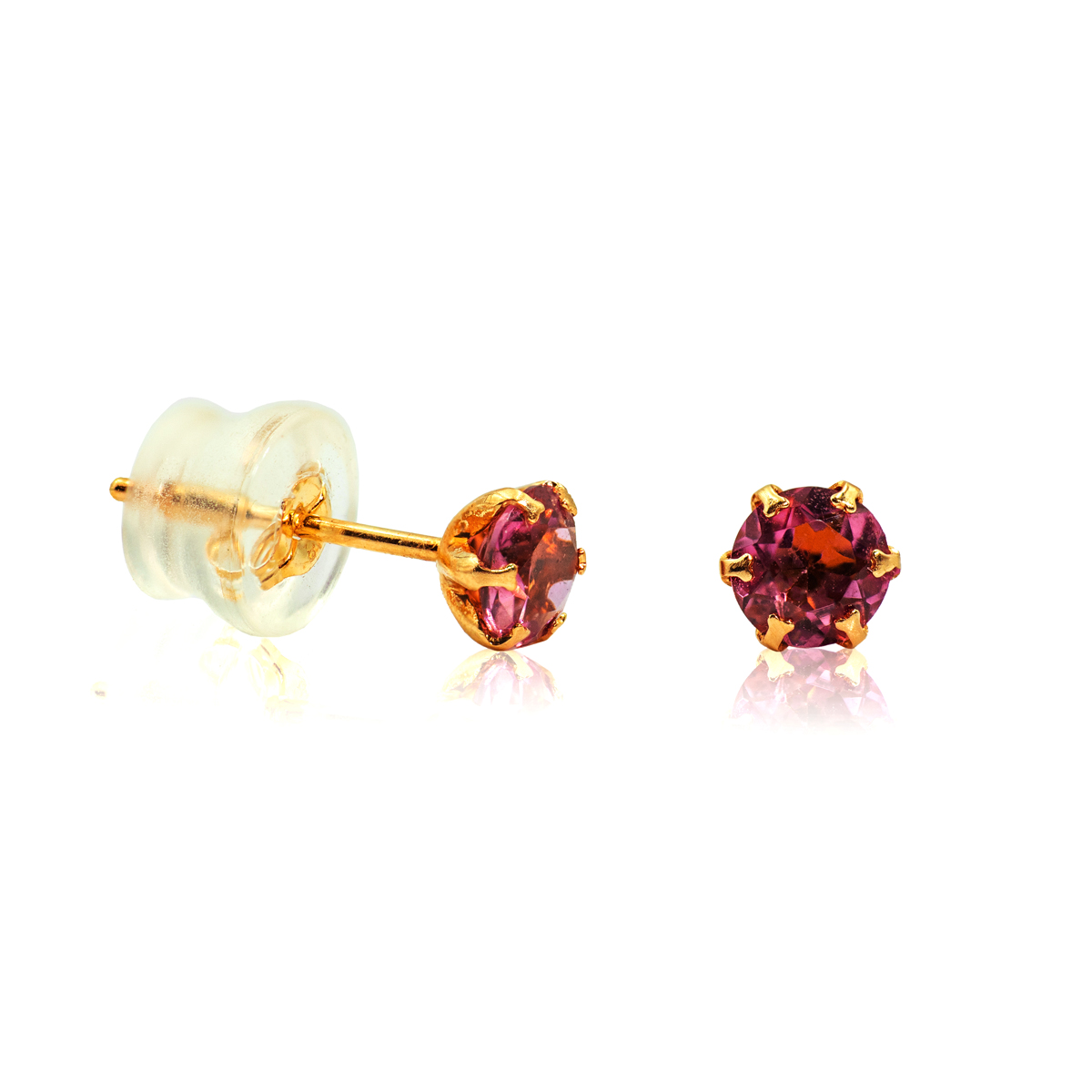 Stud Earrings in 18k Yellow Gold with Pink Tourmaline