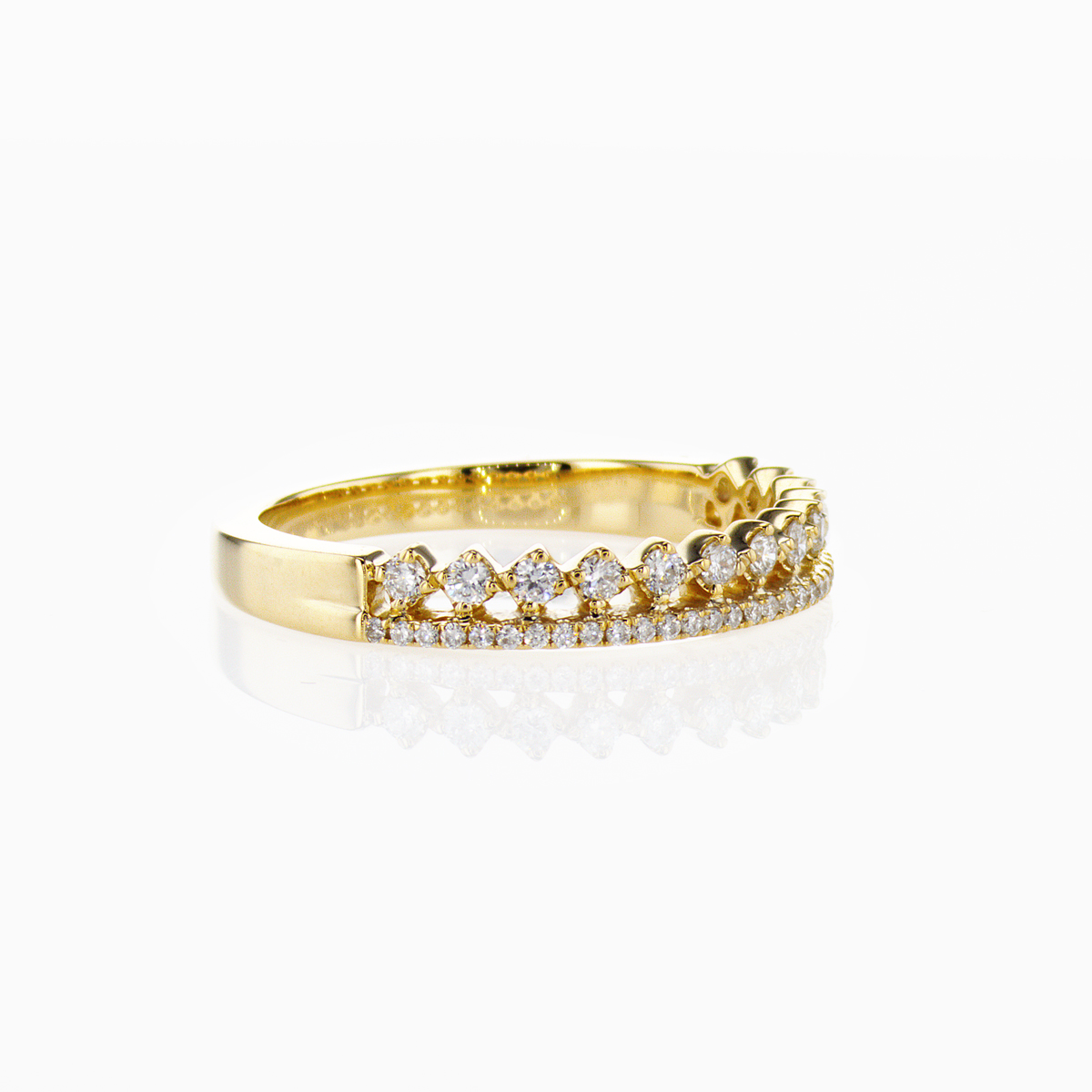 Double Row Diamond Wedding Band, 14k Yellow Gold