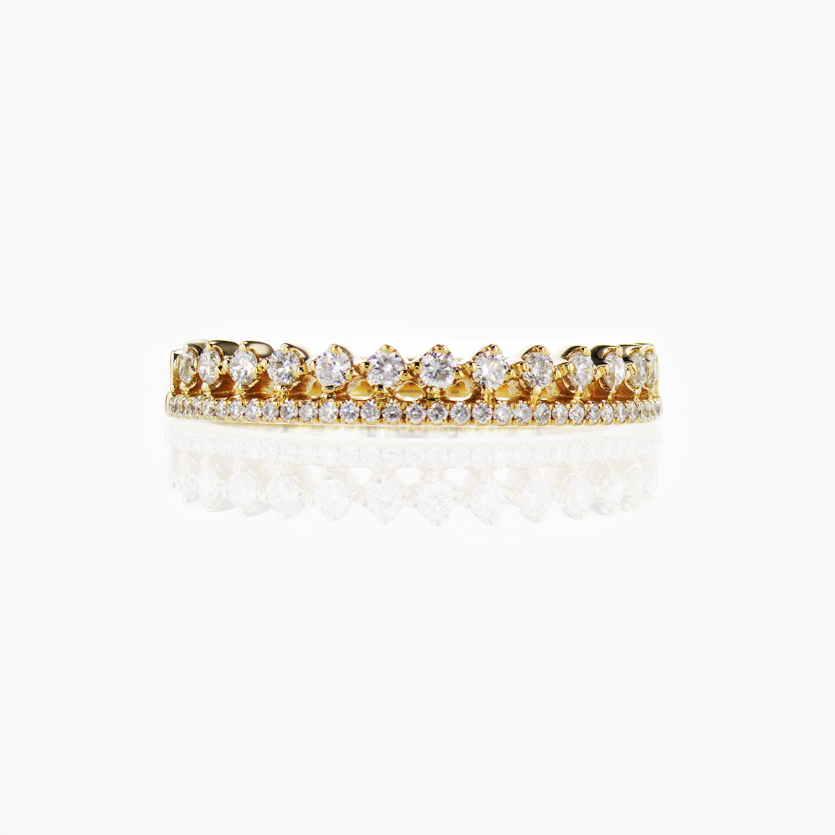 Double Row Diamond Wedding Band, 14k Yellow Gold