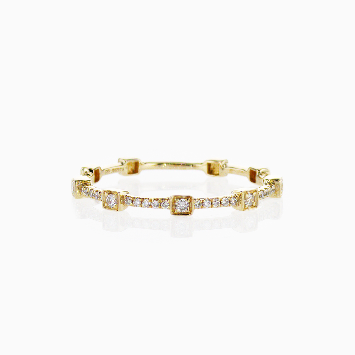 Petite Diamond Station Ring, 14k Yellow Gold