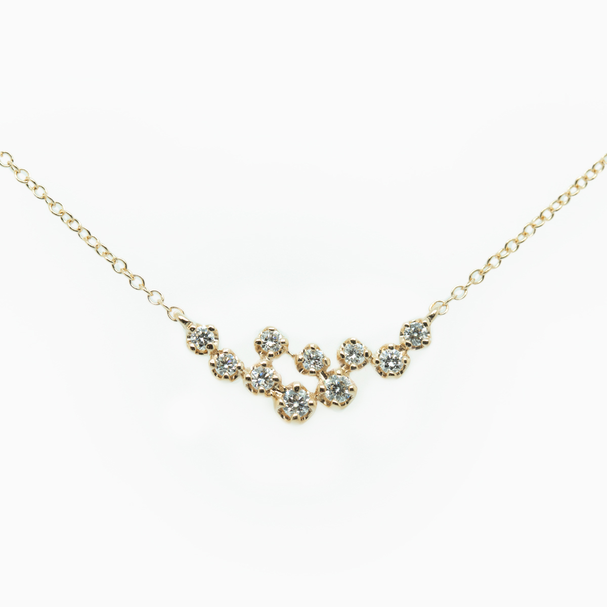 Asymmetrical Diamond Bar Necklace, 14k Yellow Gold