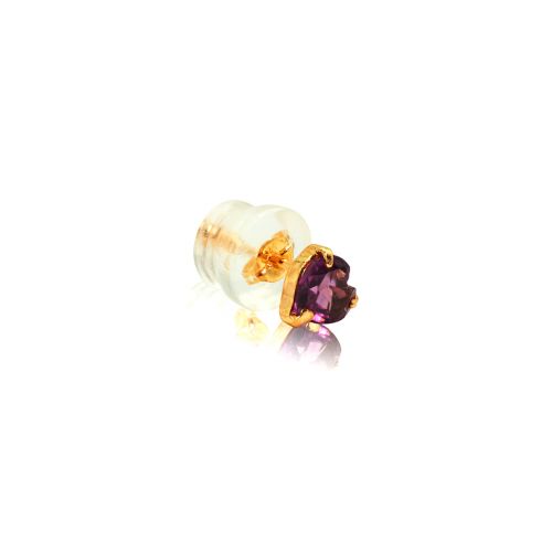 Heart Shaped Stud Earrings in 18k Yellow Gold with Rhodolite Garnet