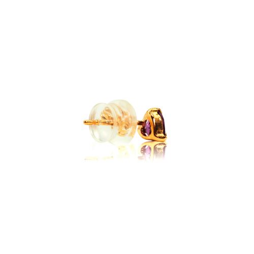 Heart Shaped Stud Earrings in 18k Yellow Gold with Rhodolite Garnet